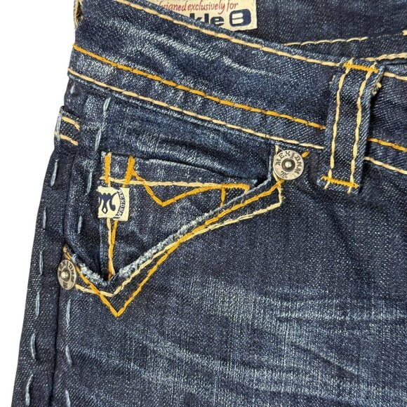 Mek Denim Jeans Womens Sz 26/32 Clayton Slim Boot Low-Rise Embroidered Flap - Picture 5 of 16